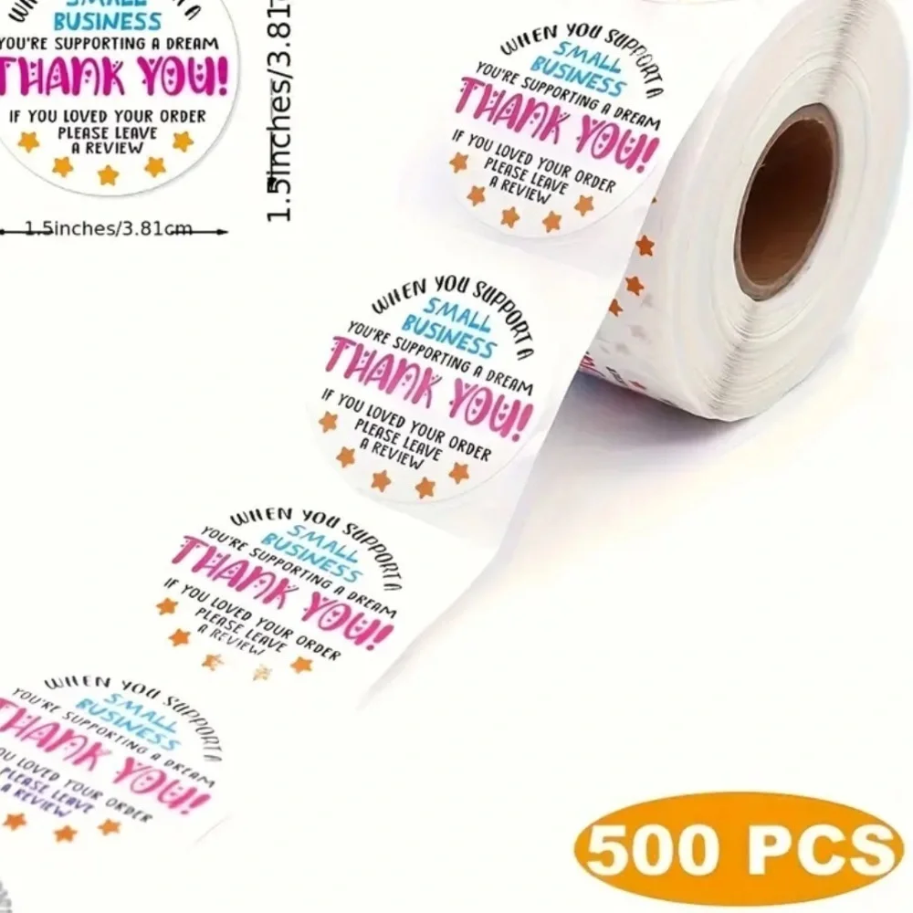 500 Thank You Business Stickers Roll Small Business Packaging Labels